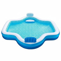 Inflatable Pool with Seats Built-in Bench Inflate Pool with Seat for Outdoor