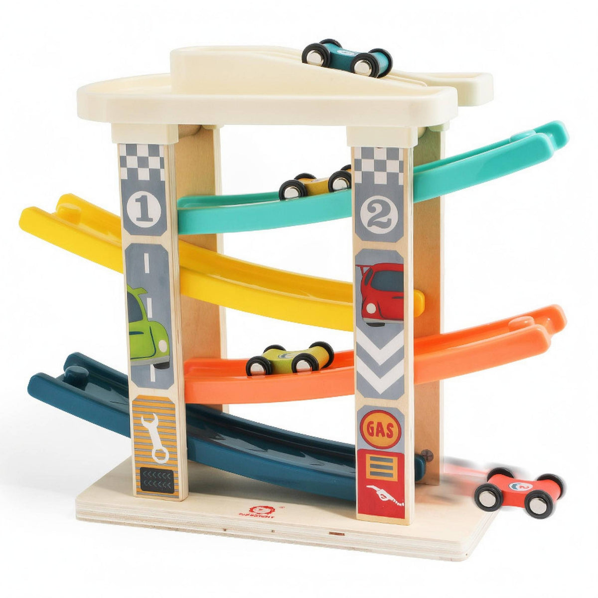 Smooth PP Plastic Multi-Level Racetrack Playset Traffic Graphics Ramp Structure Track Set Vertical Support Columns Curved Car Track Set Pretend Play
