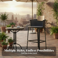 Woven Highrear Stool with supportrest Highrear Bar Chair Breathable Weave All-Weather for Adults, Entertainers, supportyard