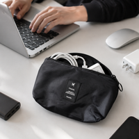 Waterproof Travel Electronics Organizer, Fabric, Black, 21x14x3 cm
