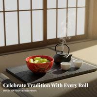 Autumn Festival Dice Bowl Set, Large Red Ceramic, Festive Gift, Full Accessories