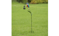 Outdoor Kingfisher Garden Stake Light Decorative Solar Bird Garden Light Metal Bird Ornament with Lantern Colorful for Gardeners, Homeowners, Lawn, Flower Bed, Pathway, Patio