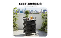 Wicker 4-Drawer Unit Japanese Design 4-Drawer Basket Stand Hand-Woven Easy Assembly for Parents, Bedroom