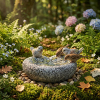 Resin Bird Bath Weather-Resistant Outdoor Birdbath Bowl Crafted-Look Look