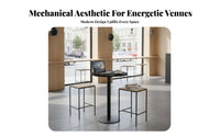 Industrial Aesthetic High Stool and Counter Table Combo Slate Tabletop Counter Dining Table with Stools Upholstered Seat Bar Height Furniture Long-Lasting Construction for Restaurant Managers, Interior Designers, Adults, Nightclub, Lounge, Small Areas