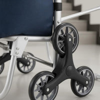 Foldable Shopping Cart with Seat Push Handle Portable Grocery Cart Chair Lightweight Frame Rolling Shopping Chair for Seniors