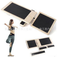 Minimalist Single-Leg Wooden Balance Board with Rotatable Foot Stretcher
