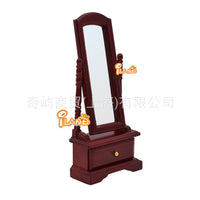 6-Piece 1:12 Scale Wooden Dollhouse Miniature Bedroom Furniture Set in Mahogany Color