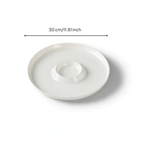 Divided Serving Plate with Center Dipping Cup White for Entertaining