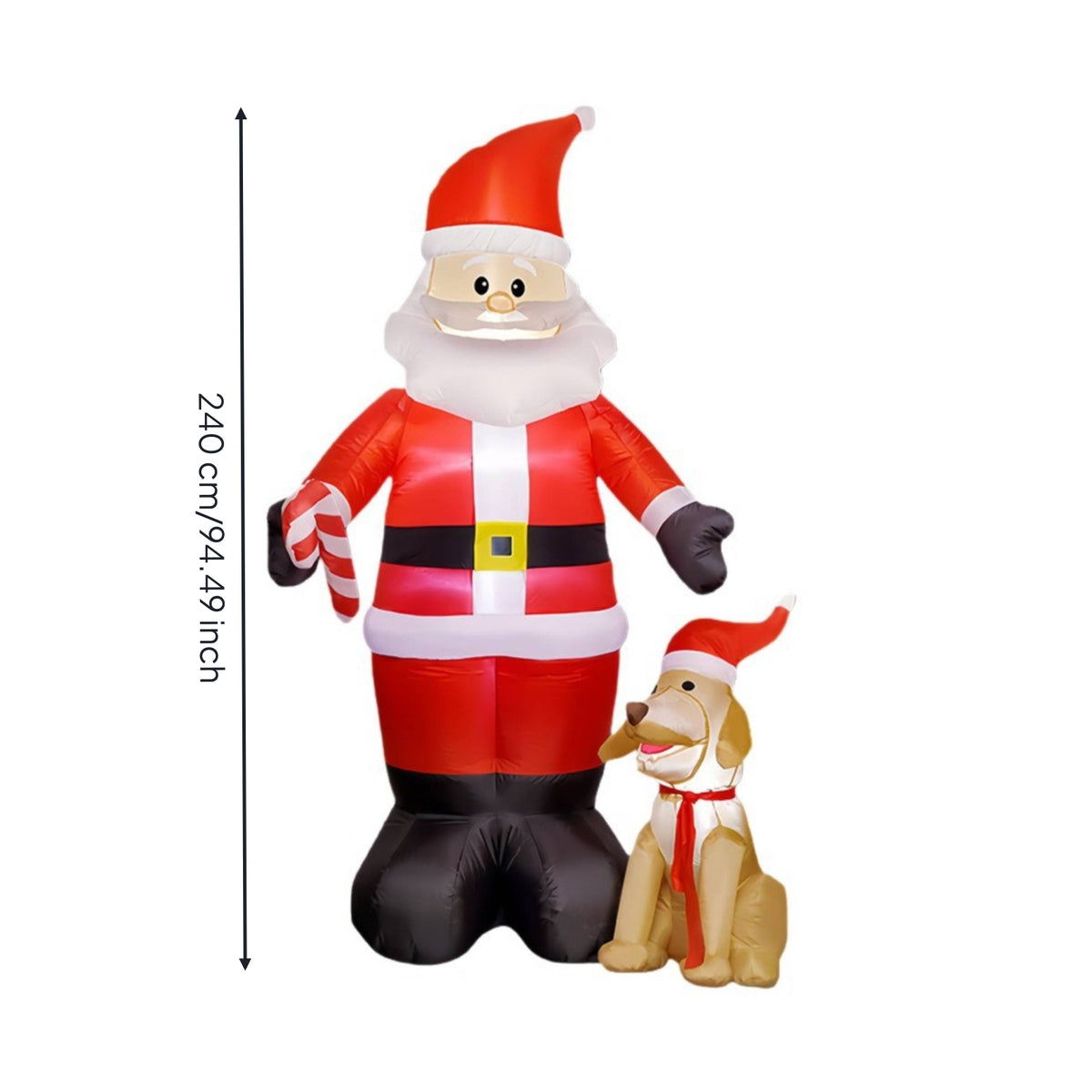 Inflatable Santa Kris with Dog Tall Santa Kris Inflatable with Dog Festive Lawn Decoration Whimsical for Garden