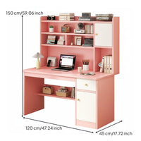 Kids Study Desk and Chair Set Student Writing Table Storage Hutch Sturdy Construction Wide Desktop Comfortable Workspace Rounded Corners Suitable for Home Learning Student Room