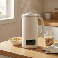 Compact Electric Soy Milk Appliance White Soy Milk Machine Cylindrical Blended Drink Appliance Side Handle