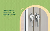 828 Half-Moon Lock, Sliding Opening Lock, Aluminum Alloy, protected Grip, secureTheft, Easy Installation, Home, Office, Bedroom
