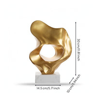 Abstract Sculpture Metallic-Finish Sculpture with Pedestal Modern