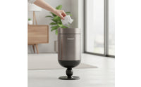 Modern Pedestal Trash Can Stylish Trash Can with Open Top Sleek Stainless Steel Waste Bin Narrow for Kitchen, Living Room, Office