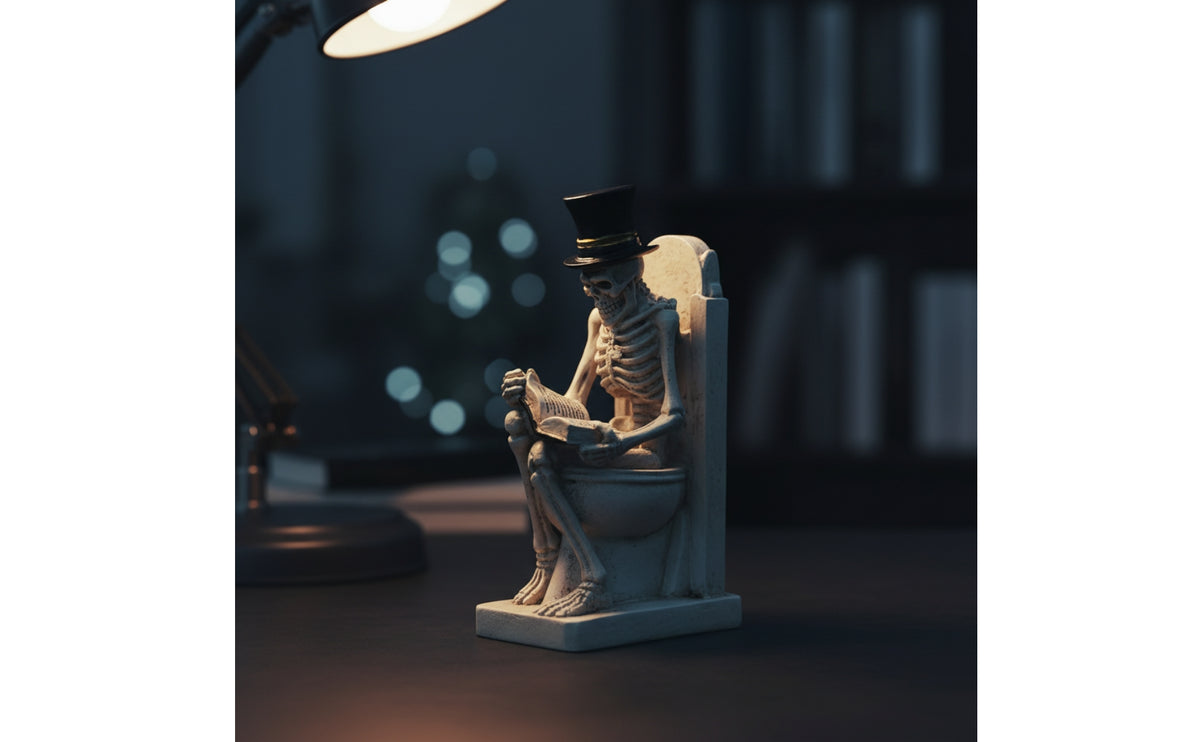 Funny Skeleton on Toilet | Gothic, Toilet Skeleton Figurine, for washroom