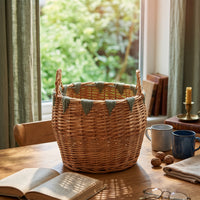 Handwoven Wicker Storage Basket Handcrafted Woven Basket with Handles Lightweight for Kitchen