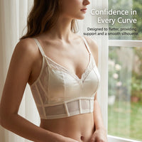 Lace Trim Underwire Bra for Women with Bunny Ear Cup Design, Full Support with Adjustable Straps for Everyday Wear