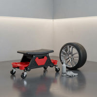 Automotive Work Stool with Tool Trays Low-Profile Design Rolling Technician