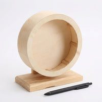 Silent Hamster Wheel with Cork Surface, Solid Wood Running Drum, Stable Wooden Hamster Wheel for Gerbils Mice Exercise Habitat Base