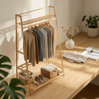 Bamboo Clothing Rack Multifunctional Freestanding Garment Rack Minimalist Furniture for Walk-Through Wardrobe
