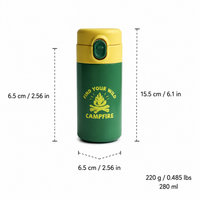 280ml Stainless Steel Water Bottle, Leakproof Thermal Flask, Flip-Top Travel Mug for Office & Car, Mini Insulated
