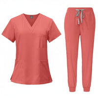 Quick Dry Short Sleeve Medical Scrubs Stretchy Nursing Attire Breathable V-Neck Scrub Set Soft Textile for Nurses, Veterinarians, Hospital, Medical Facility