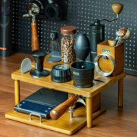Coffee Tamper Station Adjustable Portafilter Stand Wooden