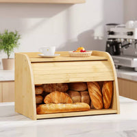 Bamboo Bread Storage Container Multi-Tier Wooden Bread Container Extra Large