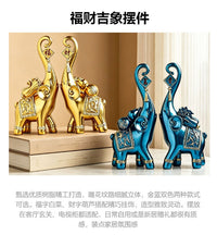 Luxury Wealth Elephant Figurine for Living Room Entryway TV Cabinet Home Decor Gift