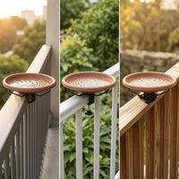 Outdoor Wild Bird Bath Sparrow Bathtub Garden Feeder Water Dispenser Balcony Railing Clip