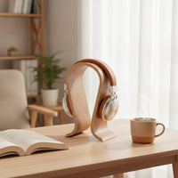 Wooden Headphone Stand Sculptural Arched Headphone Holder Arch Bridge Wooden Headset Holder for Gaming Aficionados, Professionals, Home Office