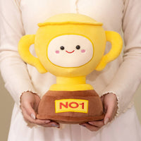 Trophy Stuffed Toy Playful Delight Reward Gift Soft Trophy Award Smiling Face First Place Victor Cup Doll for Kids, Competitions