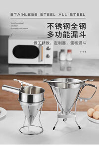 不锈钢章鱼小丸子漏斗汉堡漏嘴面糊糖浆鸡蛋煎饼大口径定量器