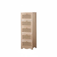 Rattan Drawer Cabinet Retro Design Rattan Front Cabinet Easy Assembly