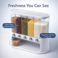 Rotating Grain Dispenser, Food Storage Container, Cereal Dispenser Box, Kitchen Organizer, 6 Compart - Image 3