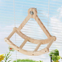 Pirate Ship Parrot Toy with Mirror, Solid Wood Play Stand with 2 Perches, Wooden Parrot Toys and Parrot Perch Gym for Parakeets Cockatiels Bird Play