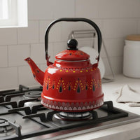 Enamel Stovetop Kettle Easy to Clean Vintage Dome Shaped Water Kettle Patterned Enamel Teapot