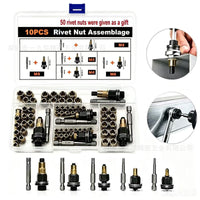 10 Pieces Rivet Nut Tool Kit Carbon Steel Rivet Nut Setter Kit Hex-Shank Threaded Insert Rivet Tool for Hobbyists, Mechanics, Automotive Repair