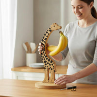 Giraffe Banana Holder Double Hooks Wooden Banana Hanger Space-Saving