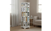 360 Degree Revolving Bookcase Solid Wood Floor Standing Book Rack Space Saving