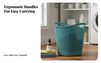 Lidded Wovenand design Basket Imitation Rattan Weave Laundry Hamper Large Capacity