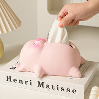 Lying Piggy Ceramic Tissue Box Cover for Living Room