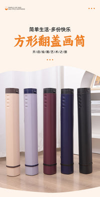 Square Flip-Top Art Tube with Adjustable Length, Plastic Storage Tube for Posters and Artwork
