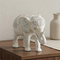 Resin Elephant Figurine Handmade Standing Elephant Statue Gift Idea for Desktop
