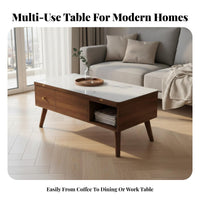 transformable elevateTop Coffee Table Height-Adjustable transformable elevateTop Table Built-in Storage Movable with casters
