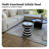 Toadstool-Inspired-Shaped Stool Striped Design Home Decor Low Maintenance