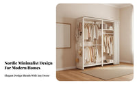 Modular Clothes Rack with Pegboard Heavy Duty Metal Garment Rack with Shelves Sturdy and Sturdy Freestanding Wardrobe System Organizer for Homeowners