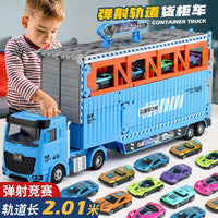 Alloy Storage Container Engineering Vehicle Transforming Truck Toy with Inertia Sliding and Track Launch