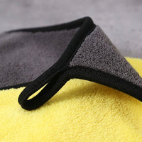Double Sided Car Drying Towel with Plush Microfiber, Highly Absorbent Car Drying Towel, 30x30cm Yellow and Gray Multi-Purpose Drying Cloth